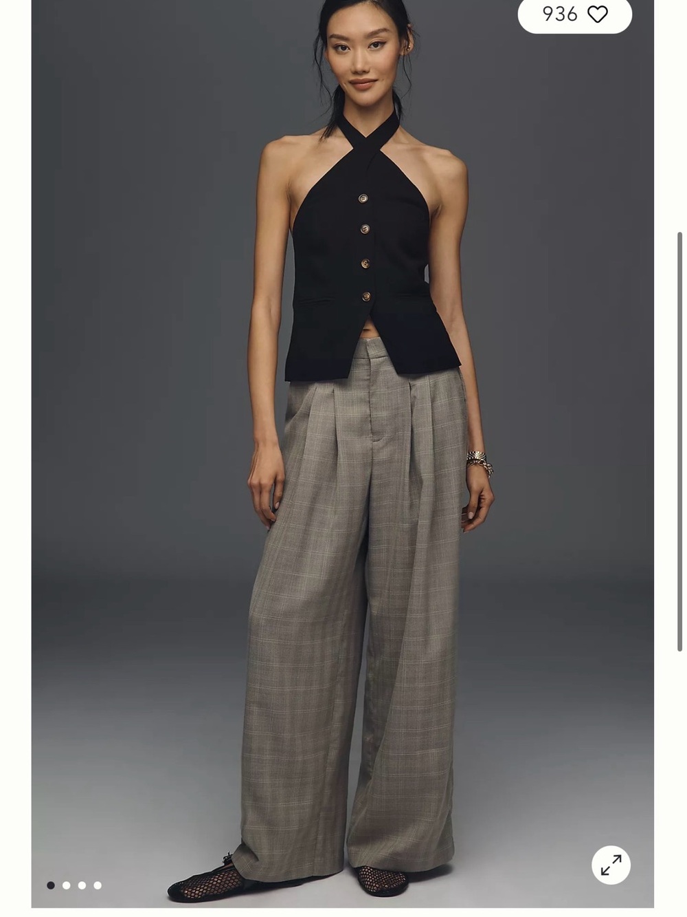 Maeve Anthropologie High Rise Plaid Wide Leg Pants Size M